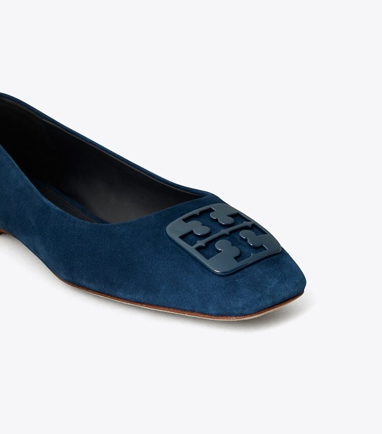 Tory Burch designer flats Georgia Ballet Flat, Extended Width in Perfect Navy detail