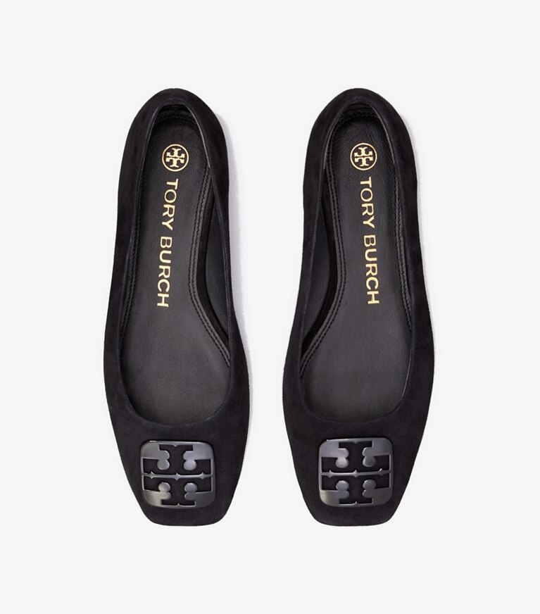 Tory Burch designer flats Georgia Ballet Flat, Extended Width in Perfect Black overhead