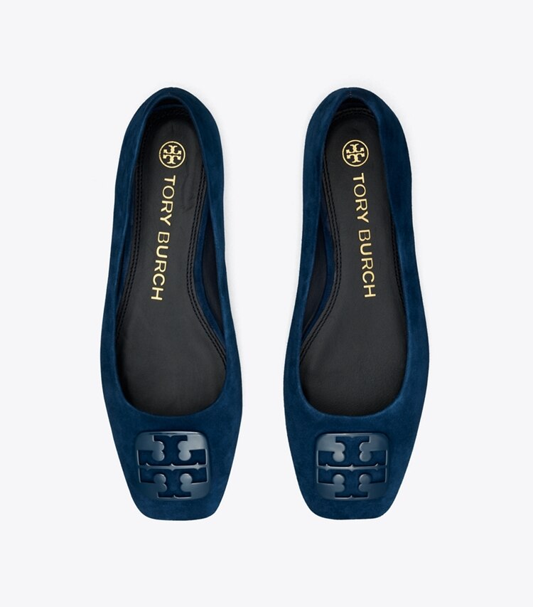Tory Burch designer flats Georgia Ballet Flat, Extended Width in Perfect Navy overhead