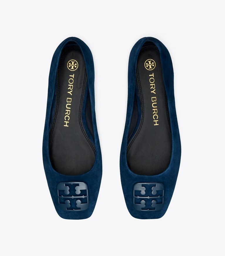 Tory Burch designer flats Georgia Ballet Flat, Extended Width in Perfect Navy angle