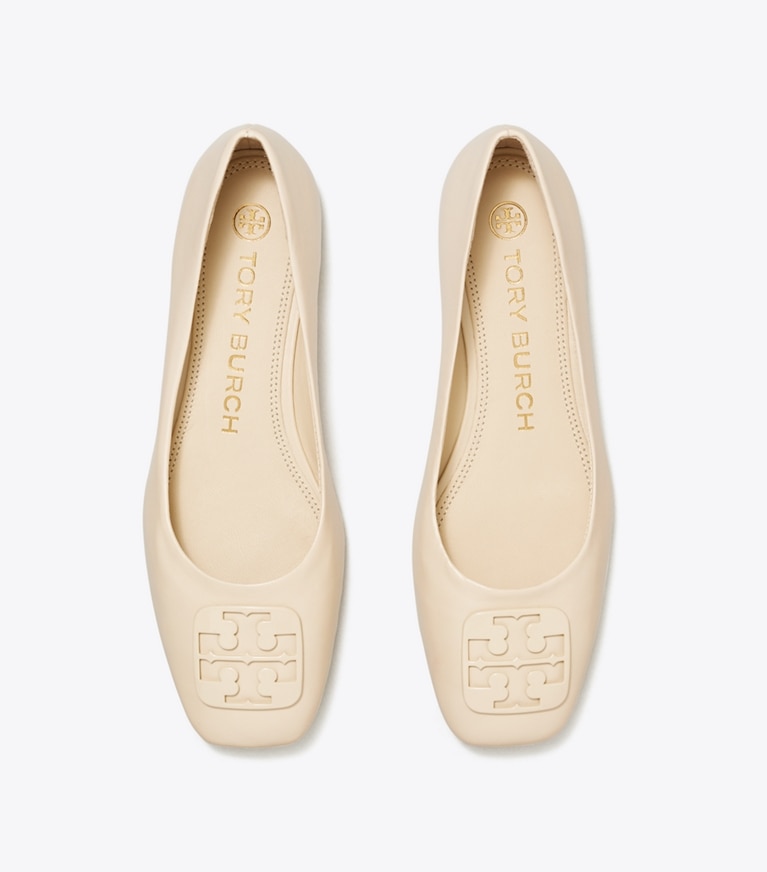 Tory Burch designer flats Georgia Ballet Flat, Extended Width in Dulce De Leche angle