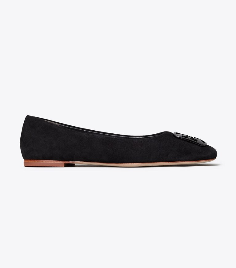 Tory Burch designer flats Georgia Ballet Flat, Extended Width in Perfect Black side