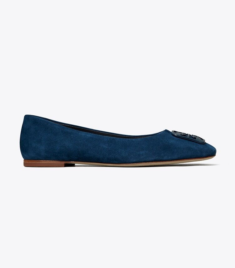 Tory Burch designer flats Georgia Ballet Flat, Extended Width in Perfect Navy side