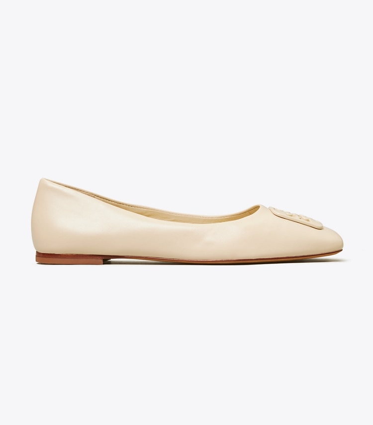 Tory Burch designer flats Georgia Ballet Flat, Extended Width in Dulce De Leche side
