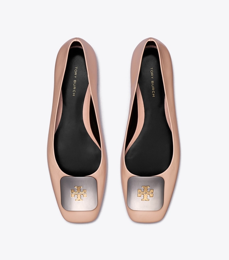 Tory Burch designer flats Georgia Ballet in PINK BRICK overhead