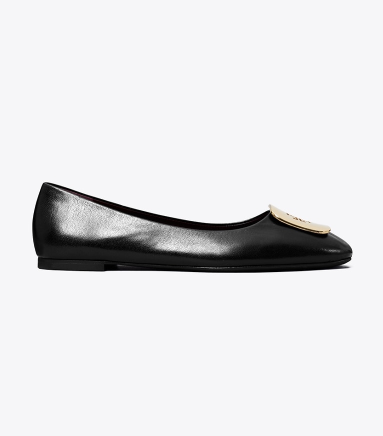 Tory Burch designer flats Georgia Ballet in PERFECT BLACK angle