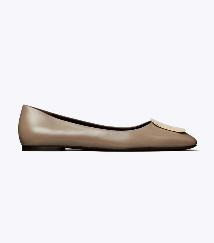 Tory Burch designer flats Georgia Ballet in DARK ELK side