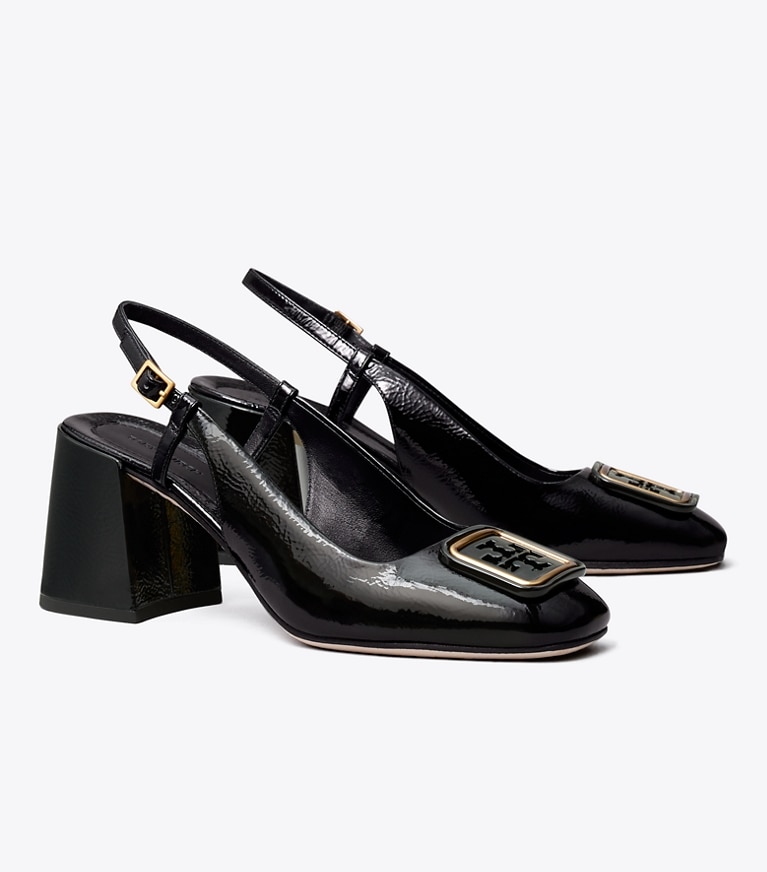 Tory Burch designer heels Georgia Bombé Slingback in PERFECT BLACK angle