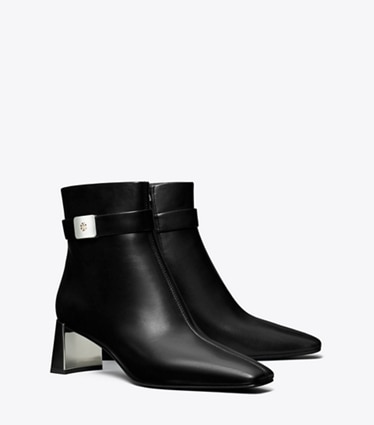 Tory Burch designer ankle boots Georgia Heeled Ankle Boot in PERFECT BLACK angle