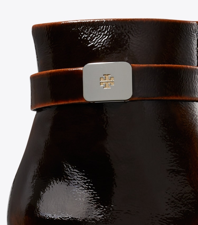 Tory Burch designer ankle boots Georgia Heeled Ankle Boot in AGED BARK detail