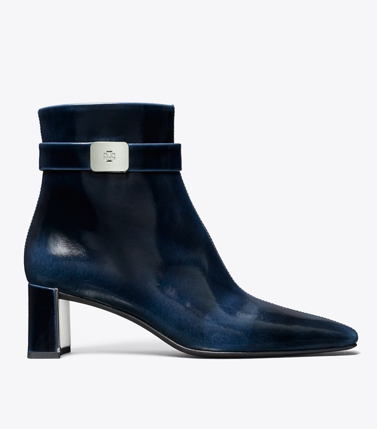Tory Burch designer ankle boots Georgia Heeled Ankle Boot in AGED NAVY side