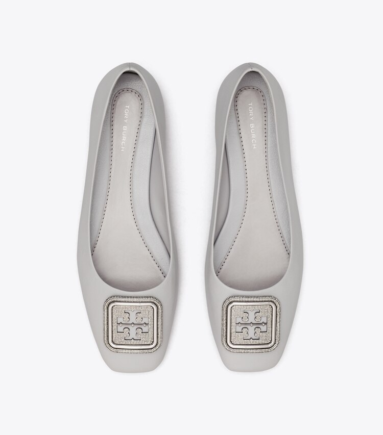 Tory Burch designer flats Georgia Pavé Ballet, Wide in Bay Gray overhead