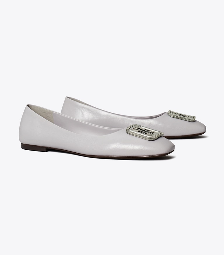 Tory Burch designer flats Georgia Pavé Ballet in BAY GRAY angle