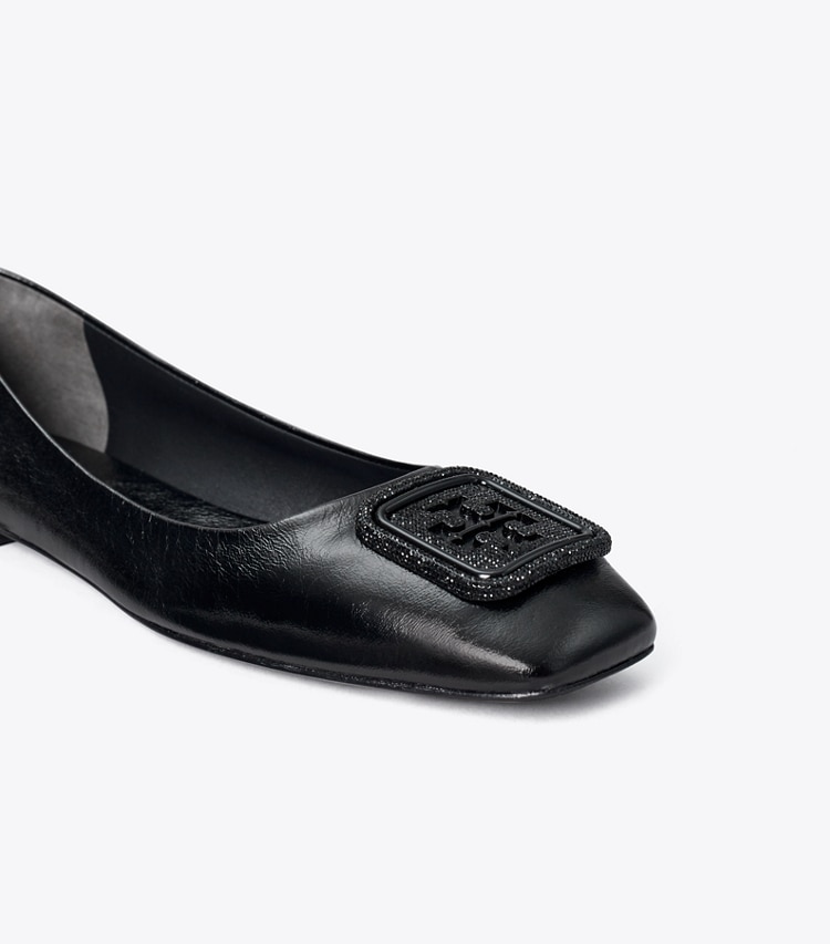 Tory Burch designer flats Georgia Pavé Ballet in PERFECT BLACK detail