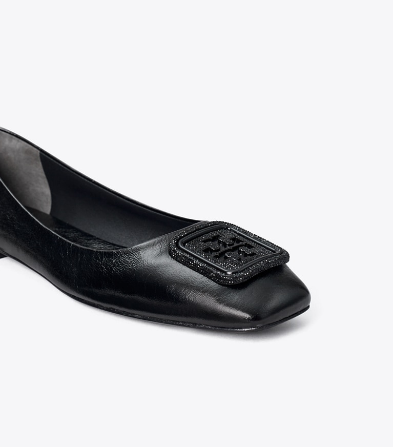 Tory Burch designer flats Georgia Pavé Ballet in PERFECT BLACK angle