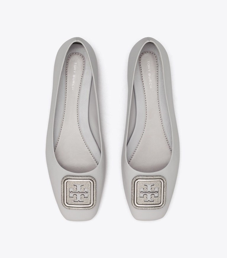 Tory Burch designer flats Georgia Pavé Ballet in BAY GRAY angle