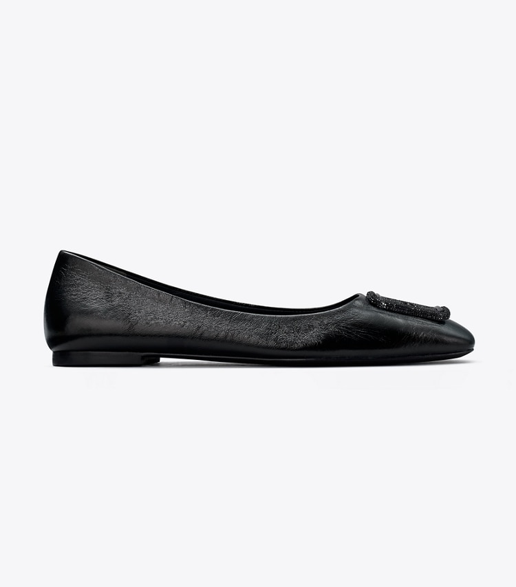 Tory Burch designer flats Georgia Pavé Ballet in PERFECT BLACK side