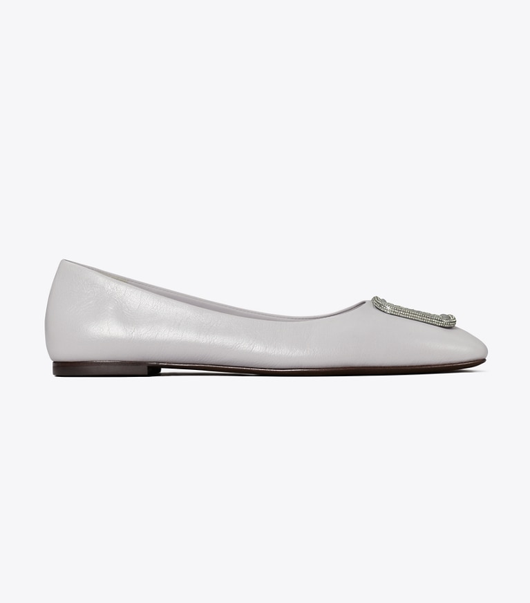 Tory Burch designer flats Georgia Pavé Ballet in BAY GRAY angle