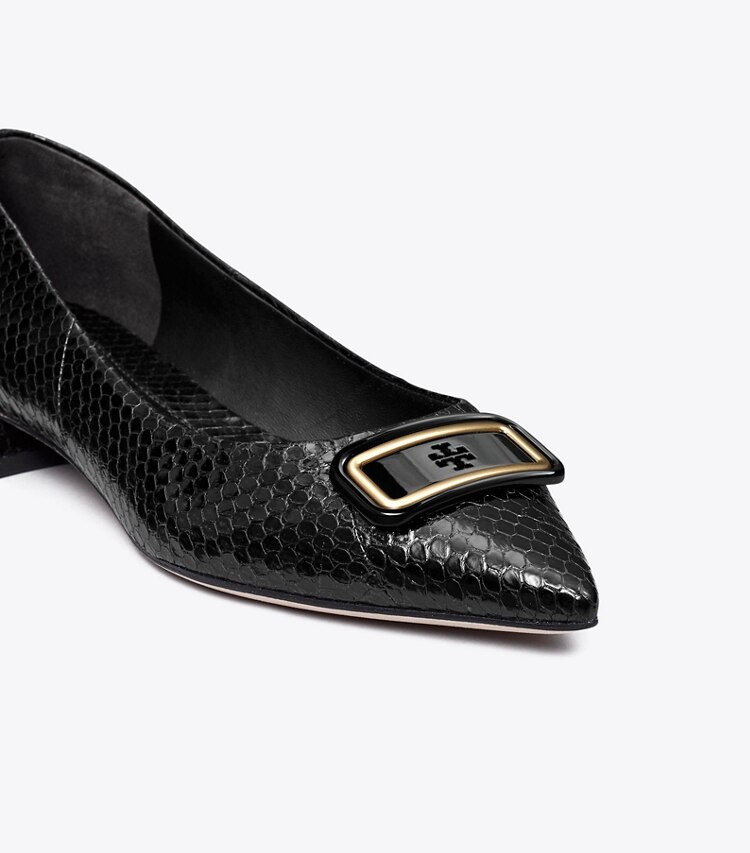 Tory Burch designer flats Georgia Pointed Toe Flat, Wide in PERFECT BLACK detail