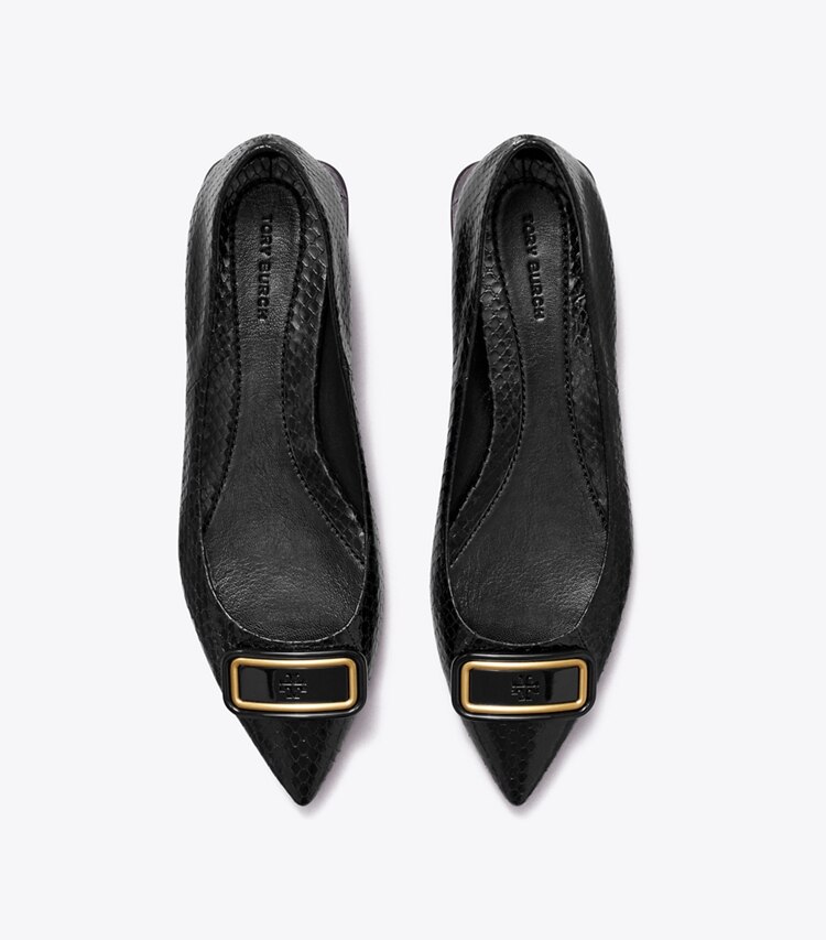 Tory Burch designer flats Georgia Pointed Toe Flat, Wide in PERFECT BLACK overhead