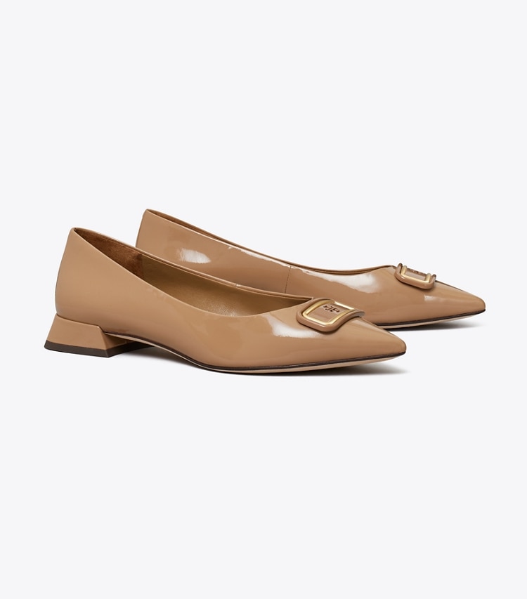 Tory Burch designer flats Georgia Pointed Toe Flat in ALMOND FLOUR angle