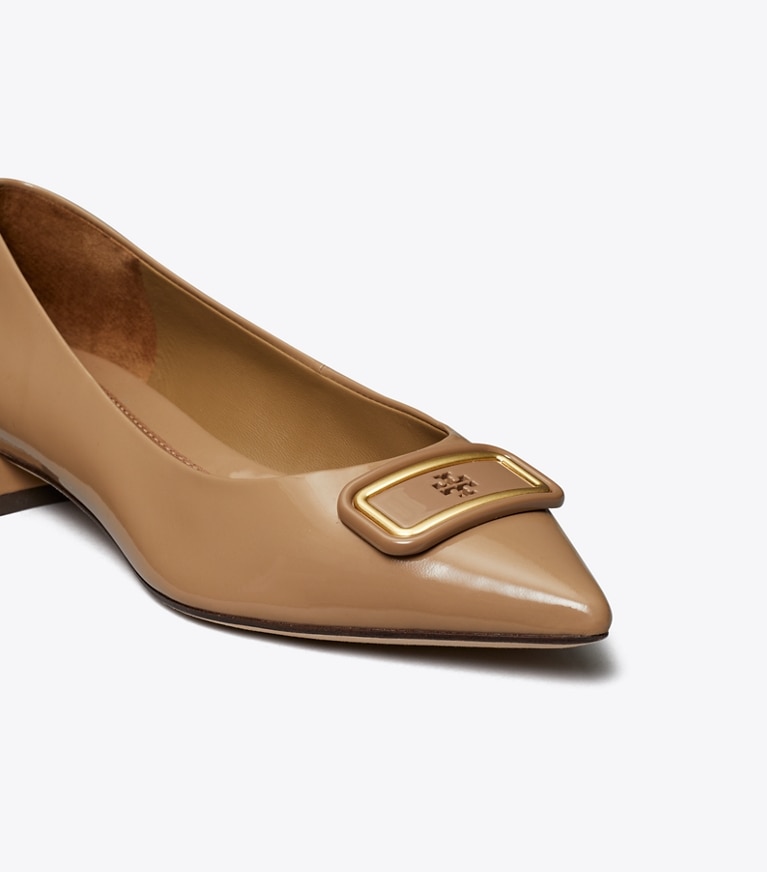 Tory Burch designer flats Georgia Pointed Toe Flat in ALMOND FLOUR angle