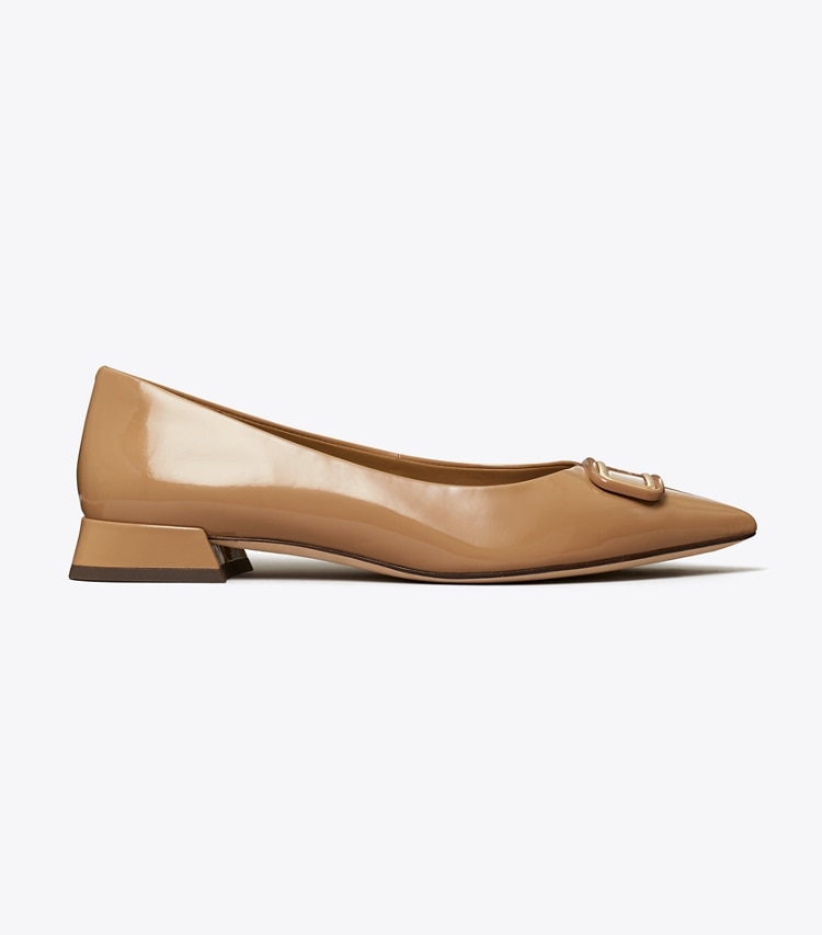 Tory Burch designer flats Georgia Pointed Toe Flat in ALMOND FLOUR side