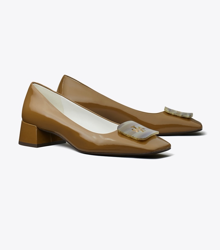 Tory Burch designer ヒール ジョージア パンプス ワイド in ALMOND OATS angle