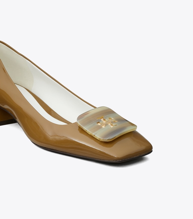 Tory Burch designer ヒール ジョージア パンプス ワイド in ALMOND OATS angle
