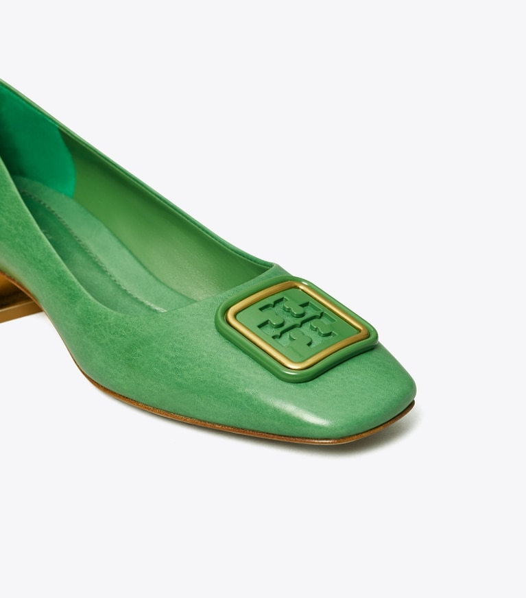 Tory Burch designer heels Georgia Pump in SHRUB / GOLD angle