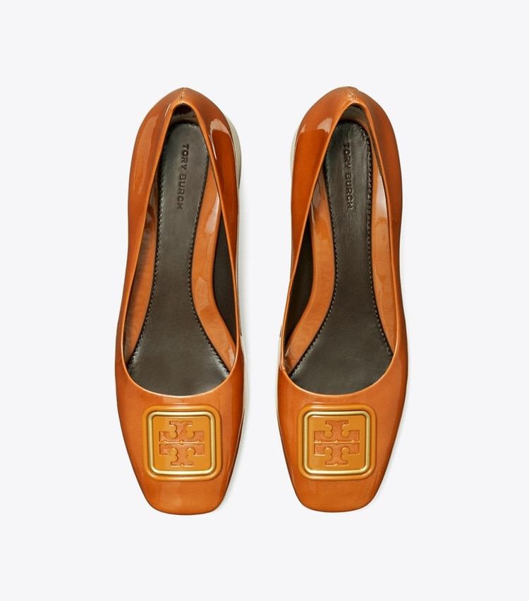 Tory Burch designer heels Georgia Pump in Cuoio overhead