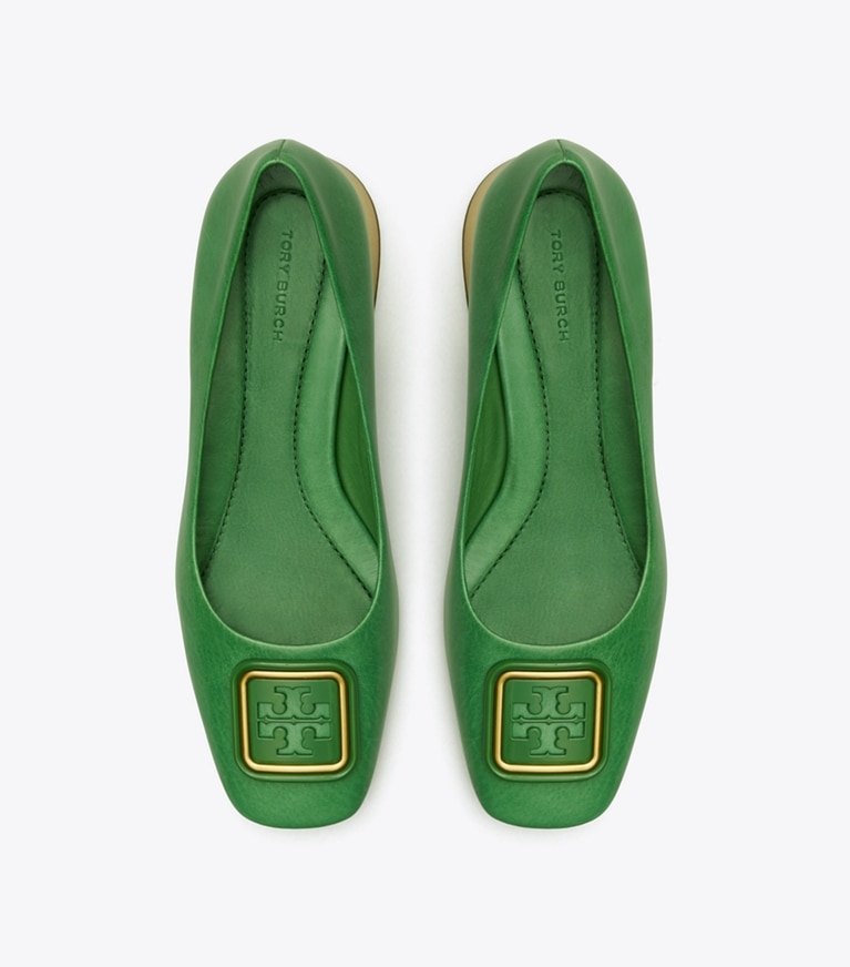 Tory Burch designer heels Georgia Pump in SHRUB / GOLD angle