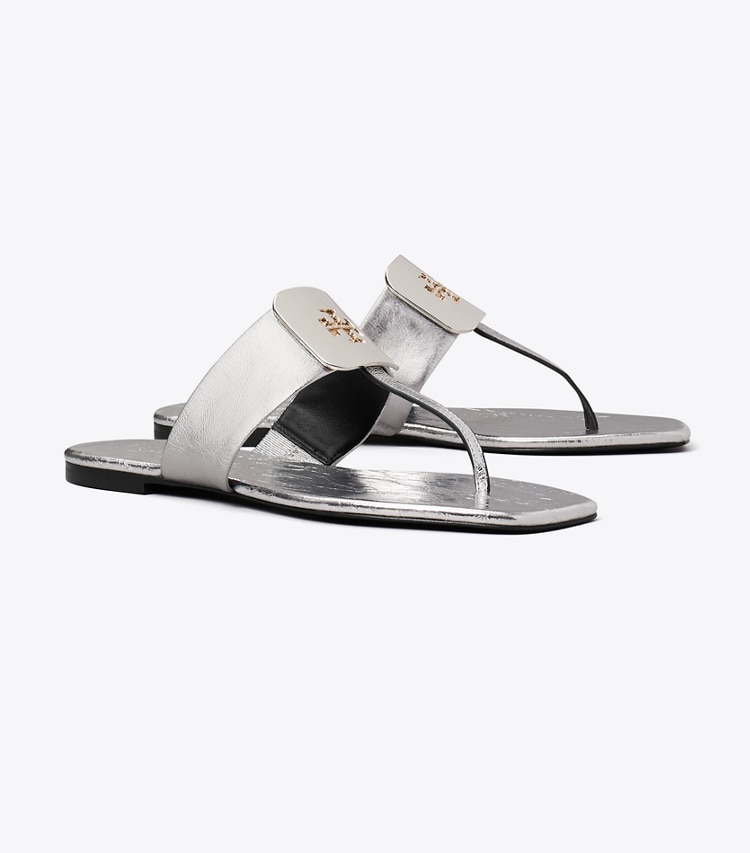 Tory Burch designer sandals Georgia Sandal in SILVER angle