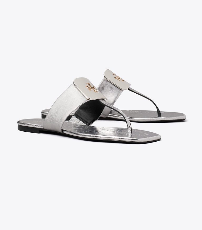 Tory Burch designer sandals Georgia Sandal in SILVER angle