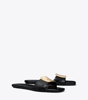 Tory Burch designer sandals Georgia Slide in PERFECT BLACK angle