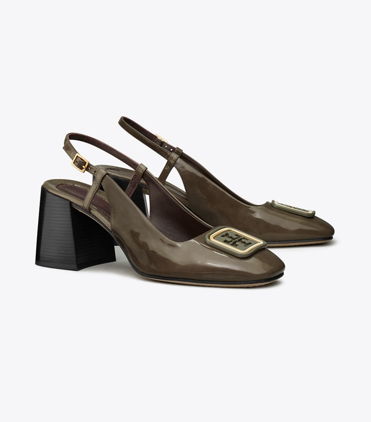 Tory Burch designer heels Georgia Slingback in Grigio Spongy angle