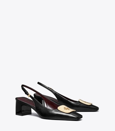 Tory Burch designer heels Georgia Slingback in PERFECT BLACK angle