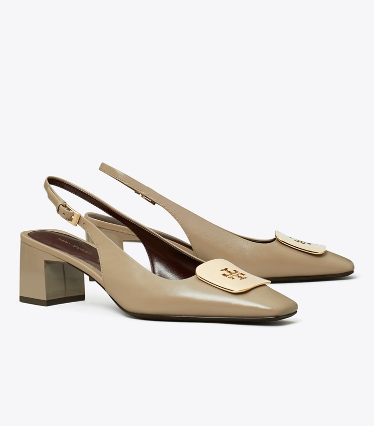 Tory Burch designer ヒール ジョージア スリングバックヒール in DARK ELK angle