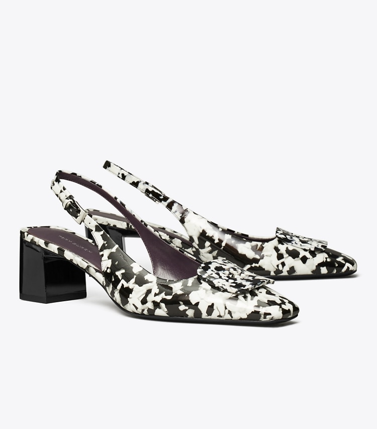 Tory Burch designer heels Georgia Slingback Pump in DARK MARBLE MULTI-TONE angle