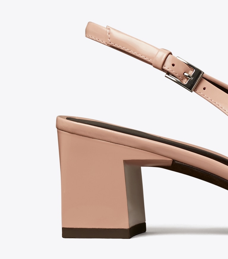 Tory Burch designer heels Georgia Slingback Pump in PINK BRICK angle