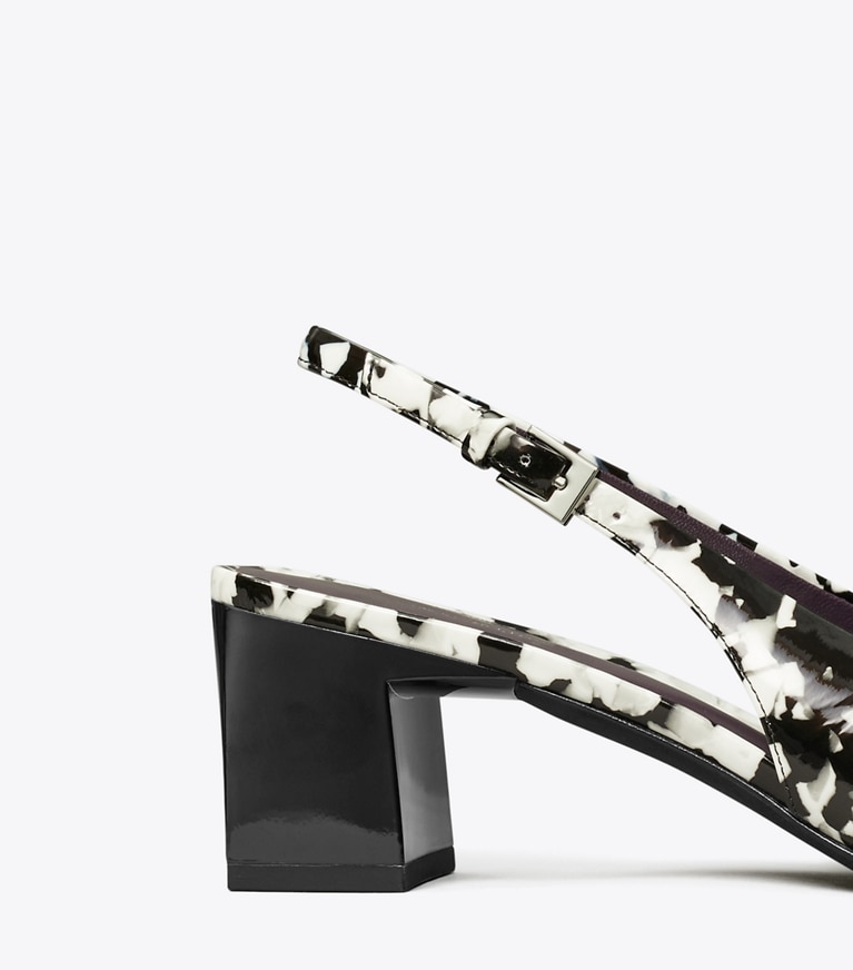 Tory Burch designer heels Georgia Slingback Pump in DARK MARBLE MULTI-TONE angle
