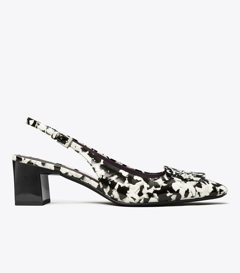Tory Burch designer heels Georgia Slingback Pump in DARK MARBLE MULTI-TONE angle