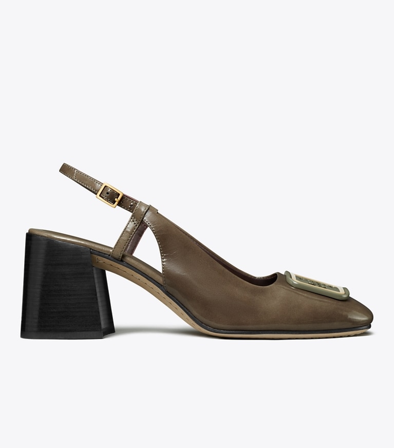 Tory Burch designer heels Georgia Slingback in Grigio Spongy angle