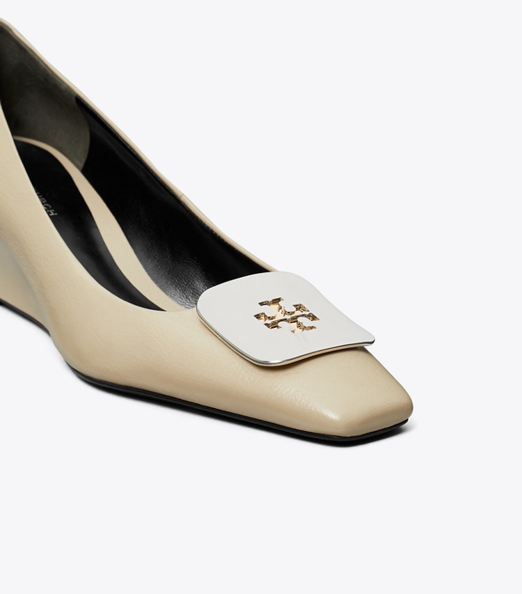Tory Burch designer heels Georgia Wedge in STONE GRAY detail