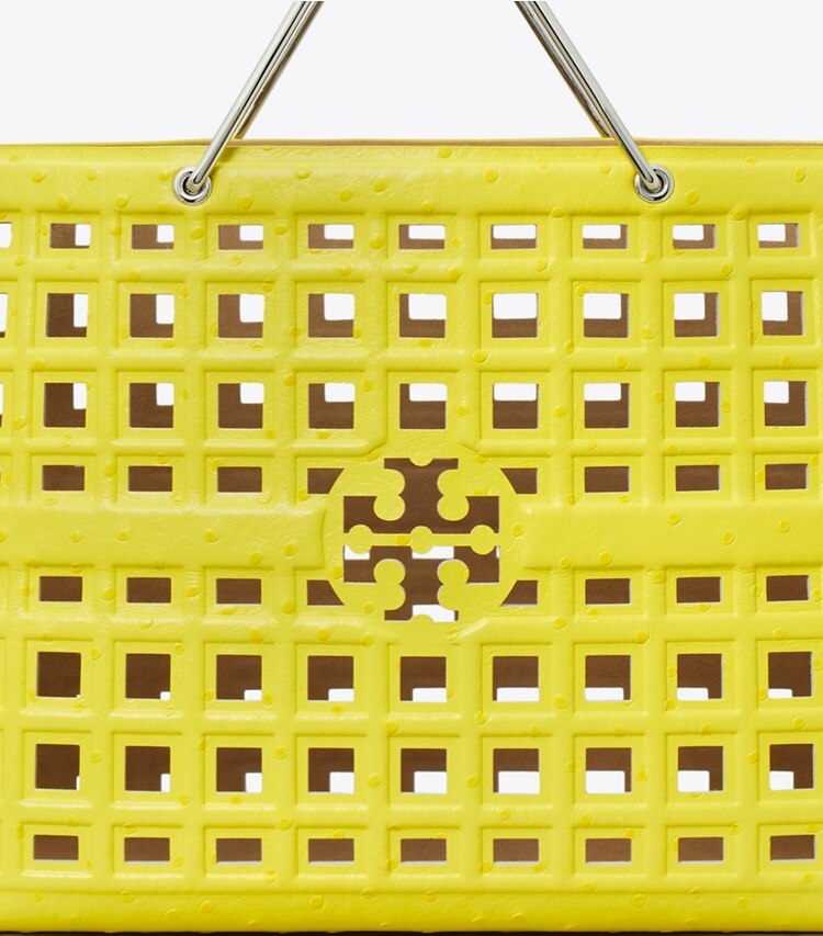 Tory Burch designer tote bags Geprägte Ella Market Tote Bag in Yellow Daisy detail