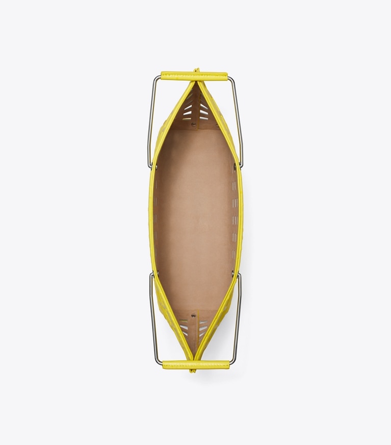 Tory Burch designer tote bags Geprägte Ella Market Tote Bag in Yellow Daisy angle