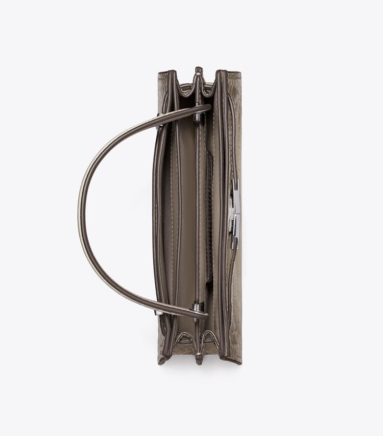 Tory Burch designer kleine taschen Geprägte Mini Lee Radziwill Degradé-Tasche mit Tragegriff oben in Ivory Degrade von oben