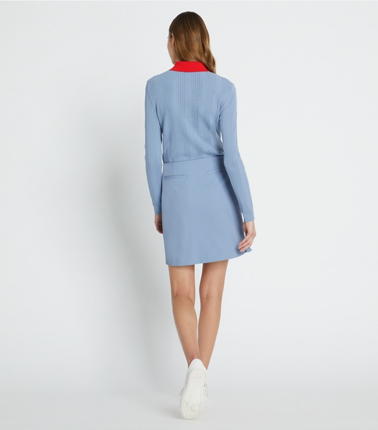 Tory Sport designer unterteile Gerüschter Golfrock aus Funktionstwill in Seafaring front