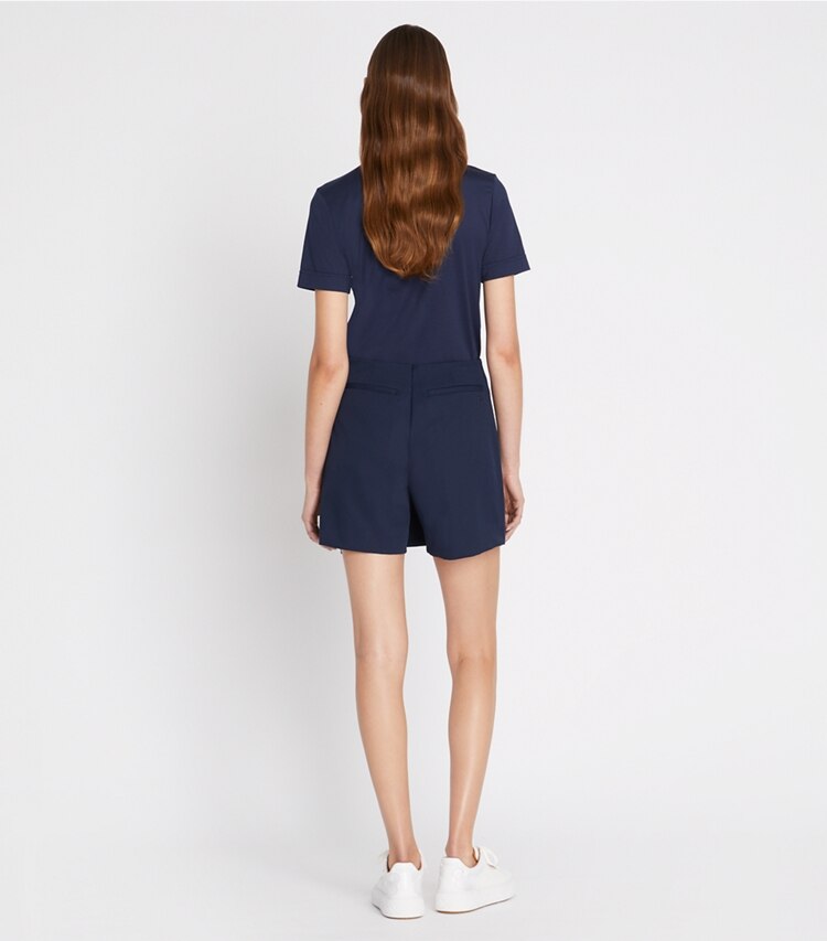 Tory Sport designer unterteile Gerüschter Skort aus Funktionstwill in Tory Navy on model back