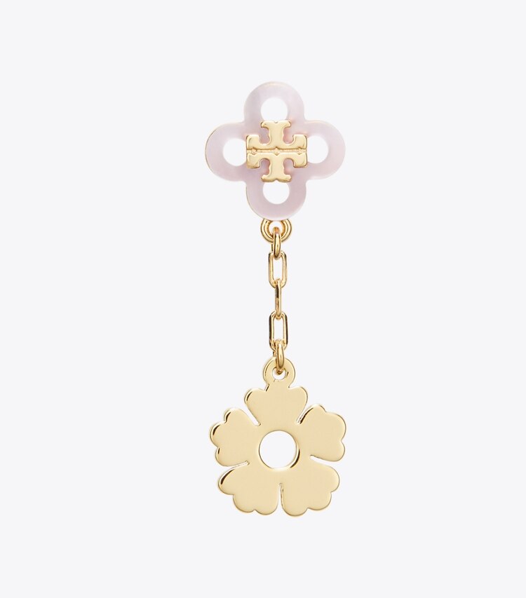 Tory Burch designer ohrringe Gerader Kira Clover Ohrring in Tory Gold / Pink detail
